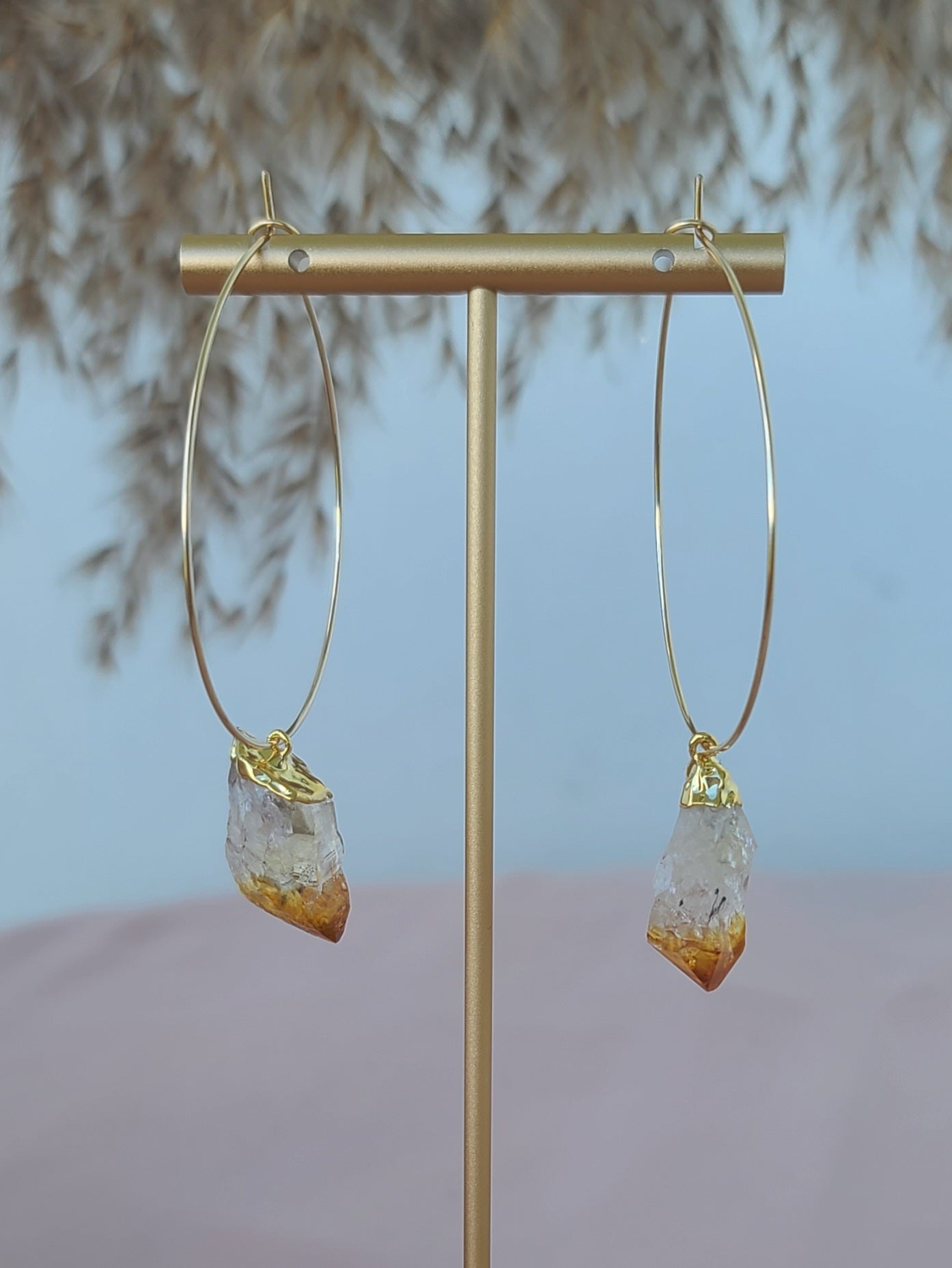 Citrine Hoops - Gold Filled
