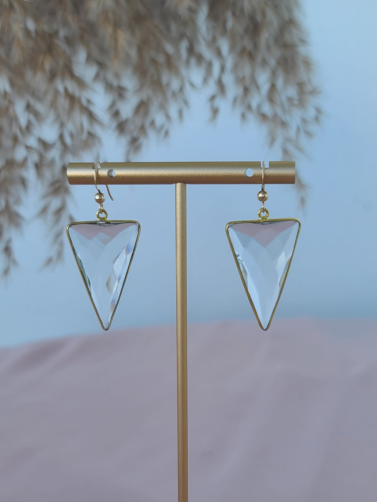 Clear Quartz Gold Earrings