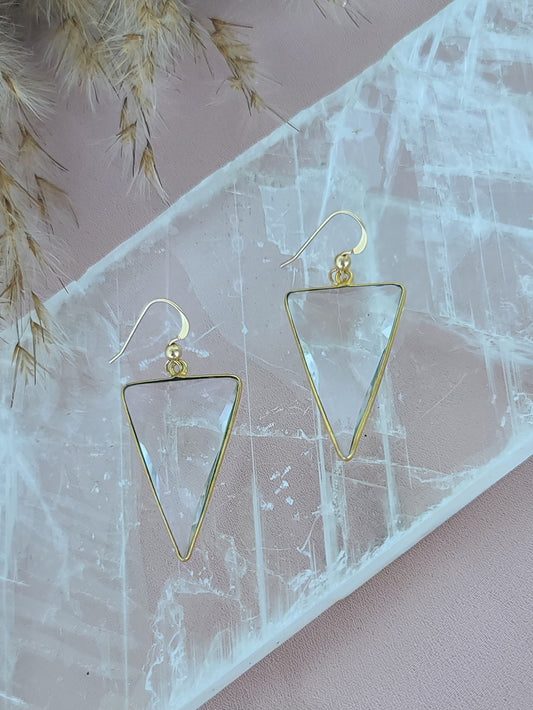 Clear Quartz Gold Earrings