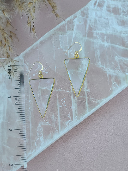 Clear Quartz Gold Earrings