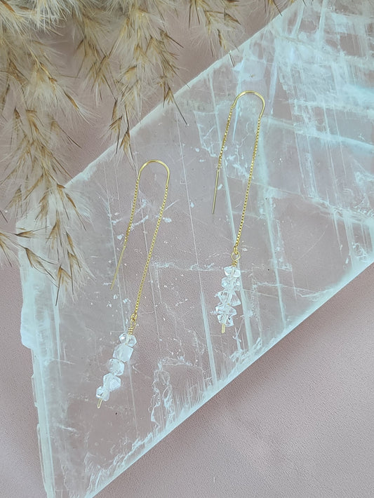 Herkimer Diamond Tread Earrings - Gold-Filled