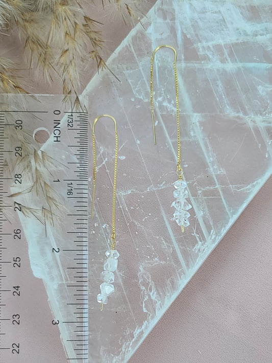Herkimer Diamond Tread Earrings - Gold-Filled