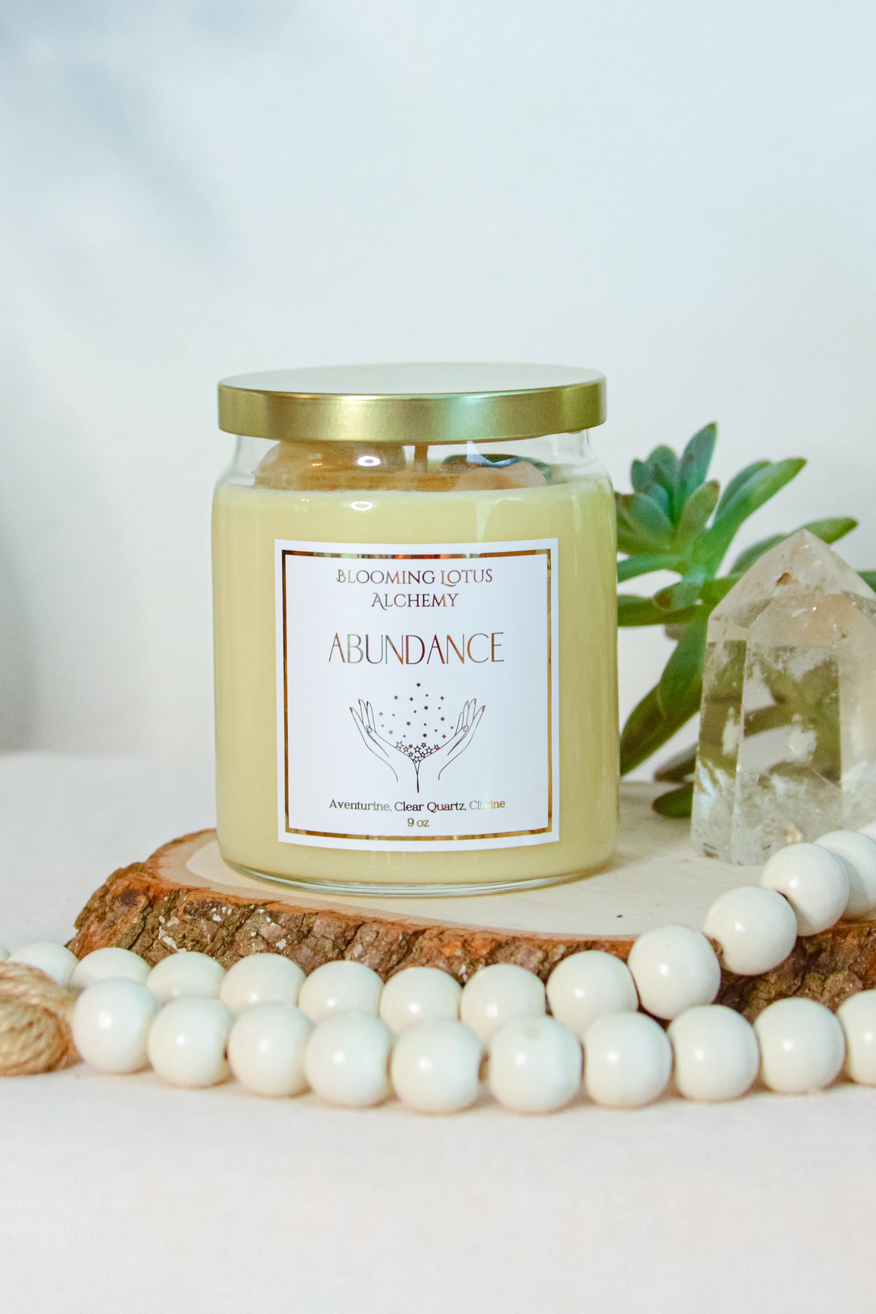 Abundance Intention Candle – Blooming Lotus Alchemy