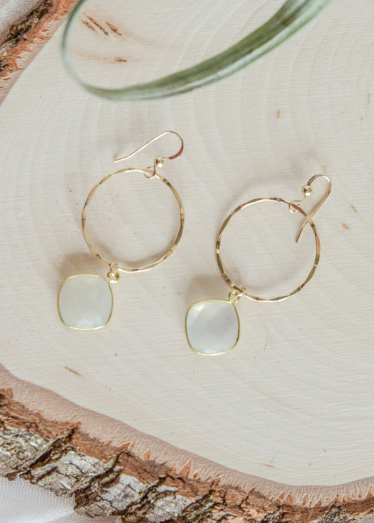 Moonstone Hammered Earrings - bloominglotusalchemy