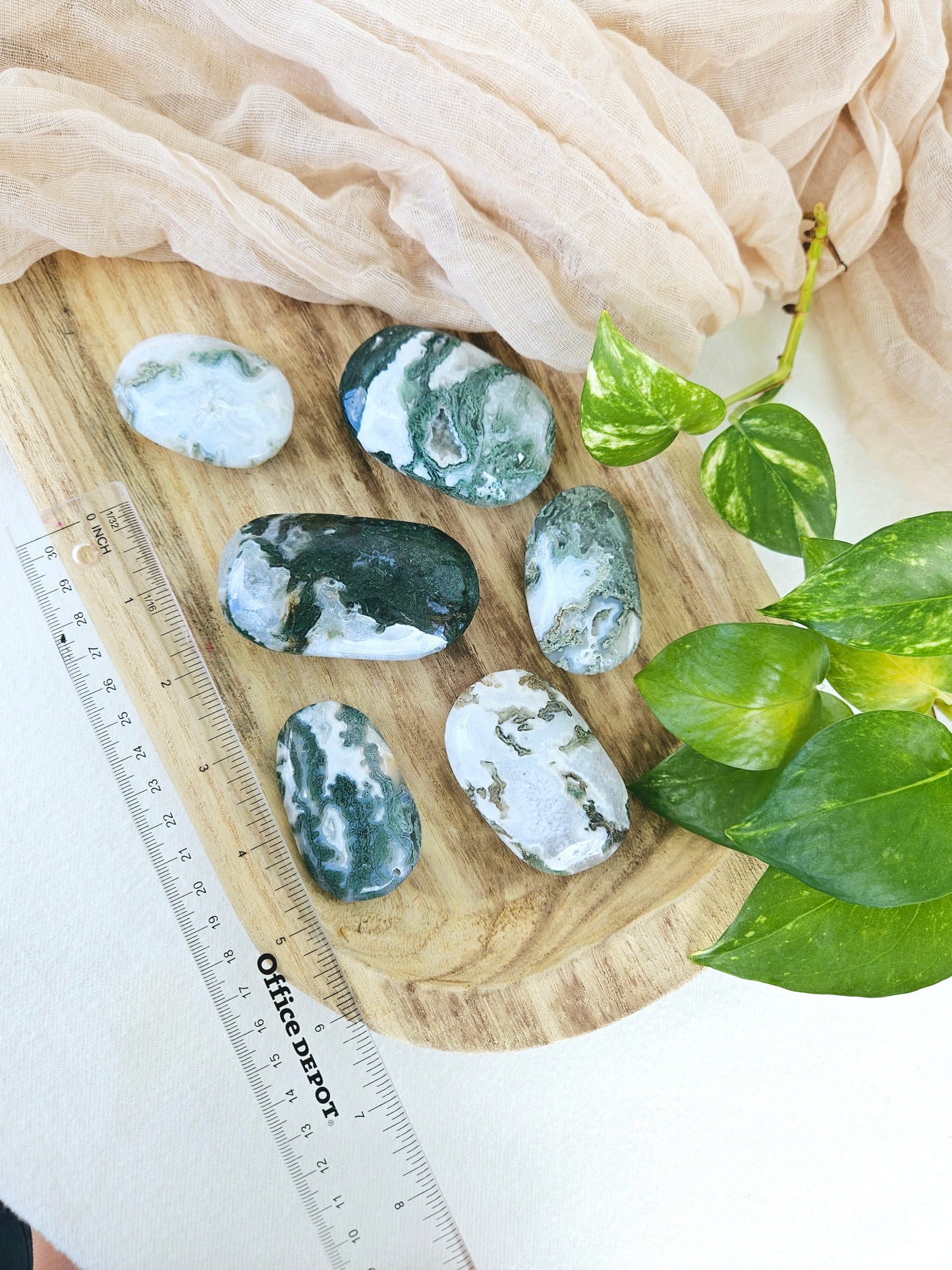 Moss Agate Palm Stone