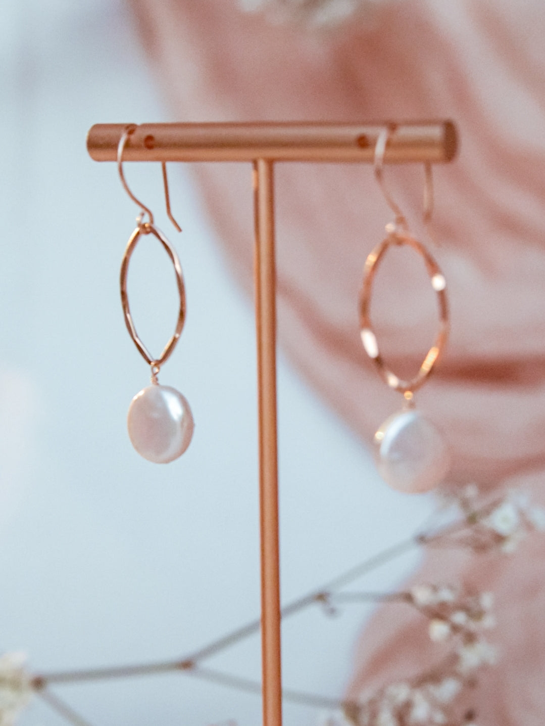 Hammered Coin Pearl Earrings