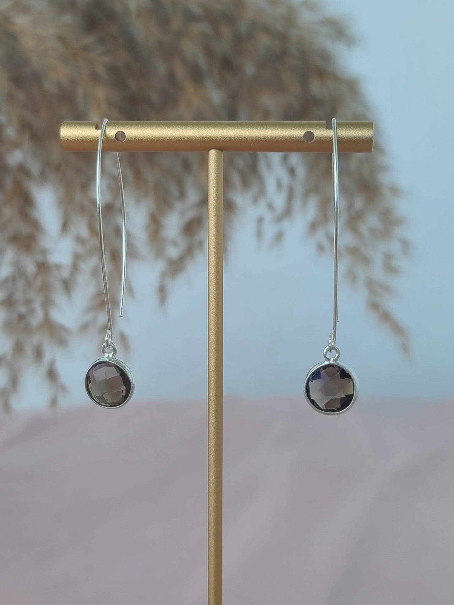 Smokey Quartz Silver Earrings