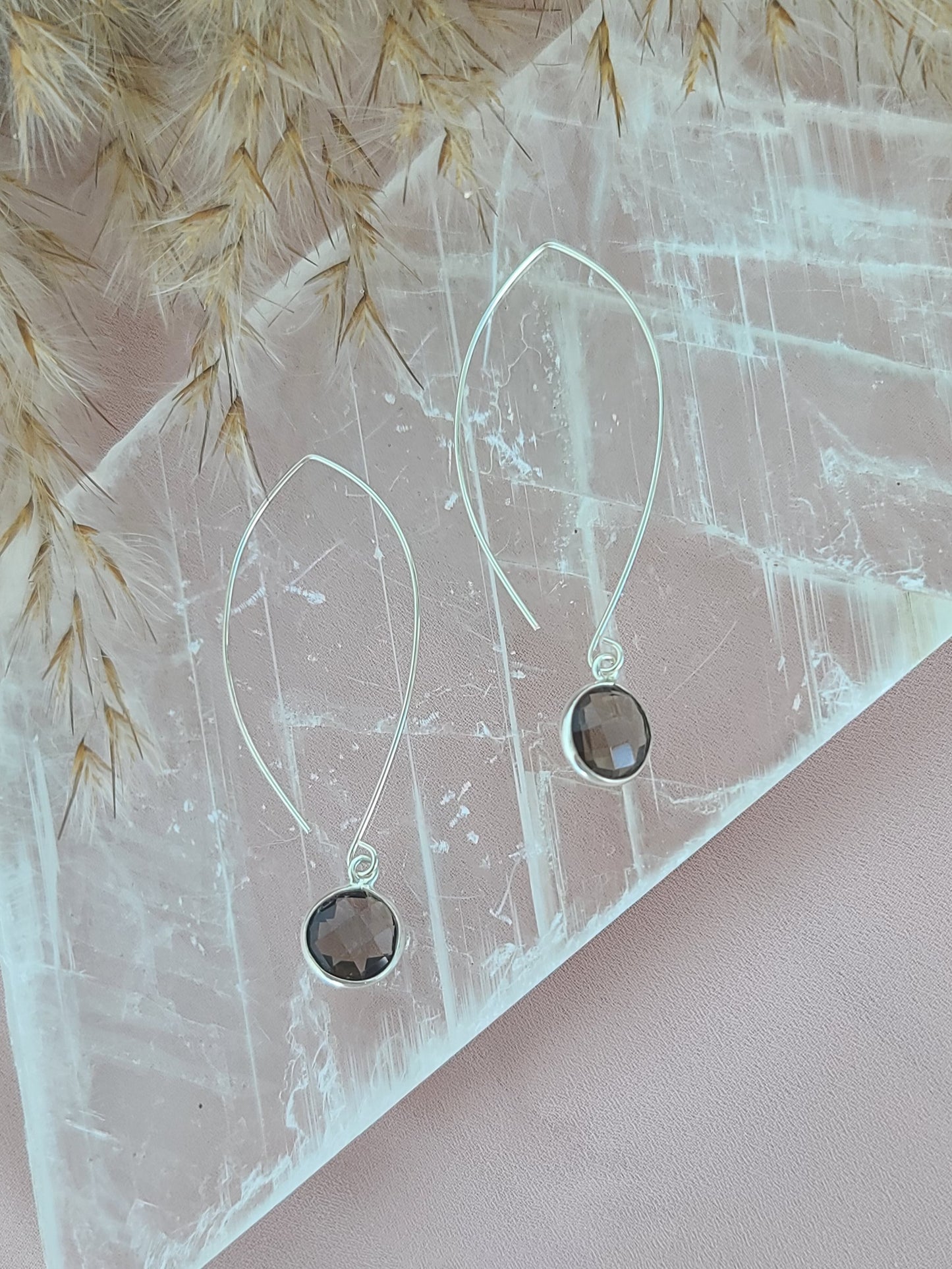 Smokey Quartz Silver Earrings